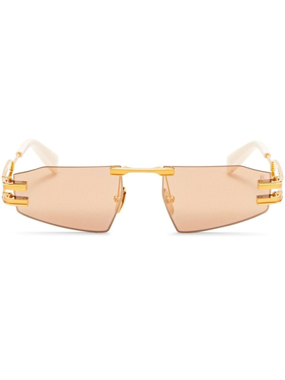 Balmain Eyewear Fixe Ll Rectangle-frame Sunglasses In Gold