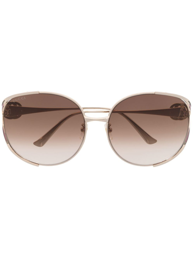 Gucci Interlocking G Oversized Sunglasses In Gold