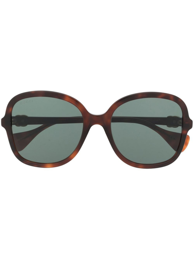 Gucci Square Frame Oversize Sunglasses In Brown