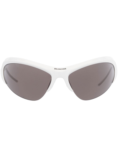 Balenciaga Wire Cat Tinted Sunglasses In White-silver-grey