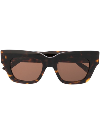 Balenciaga Logo-plaque Square-frame Sunglasses In Braun