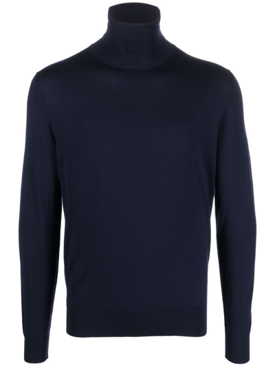Colombo Roll Neck Knitted Jumper In Blue