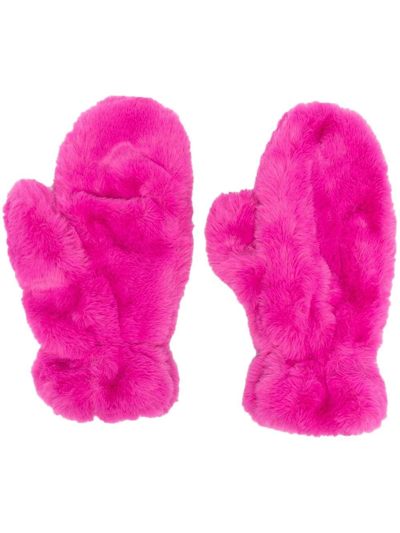 Apparis Coco Lightweight Faux Fur Flip-top Mittens In Fuxia