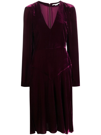 Stella Mccartney Tilted V-neck Woven Midi Dress In Grape