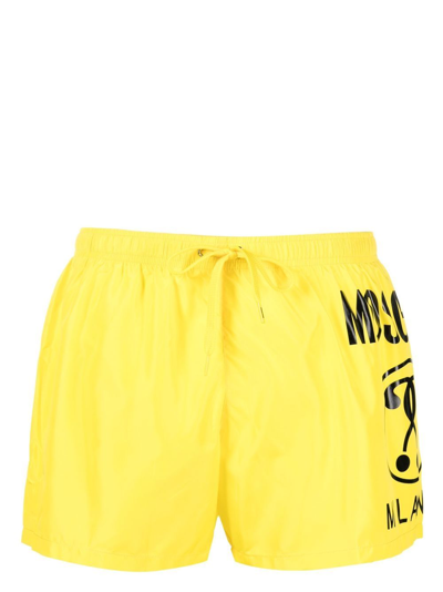 Moschino Logo-print Swim Shorts In Gelb