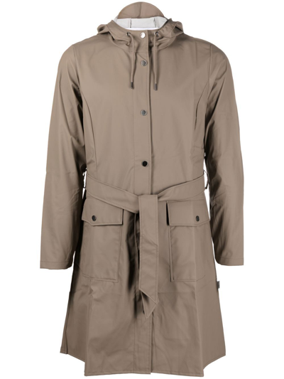 Rains Curve Waterproof Coat In Brown