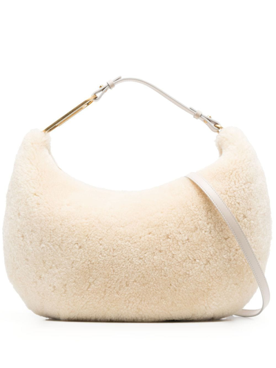 Off-white Shearling Tote Bag In Nude