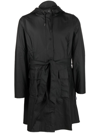 Rains Curve Self-tie Shell Jacket In Black