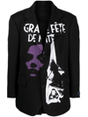 Raf Simons Oversized Blazer With Uniform Pockets And Print In Black