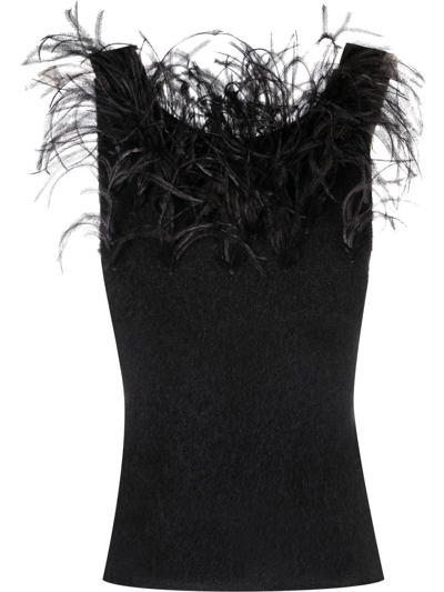 Alberta Ferretti Short Top In Soft Superkid Mohair In Black