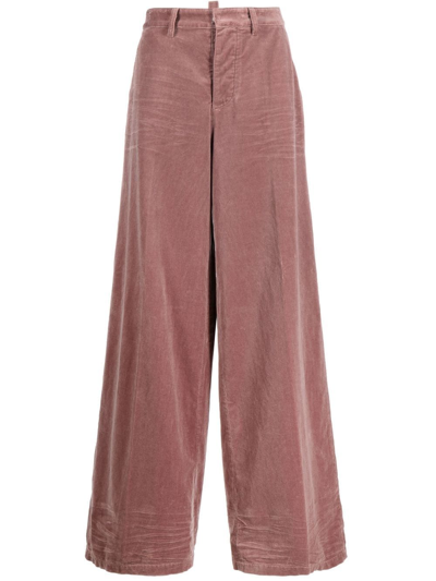 Dsquared2 Traveller High-rise Wide-leg Pants In Pink