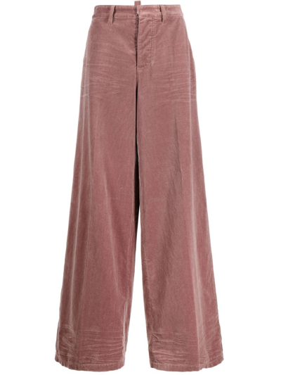 Dsquared2 Traveller High-rise Wide-leg Trousers In Pink