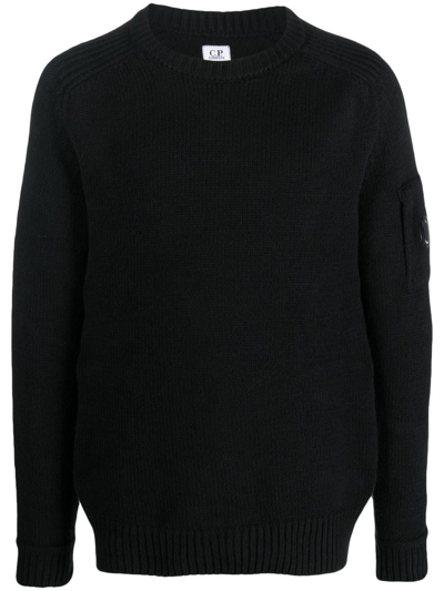 C.p. Company Crew-neck Knitted Jumper In Black