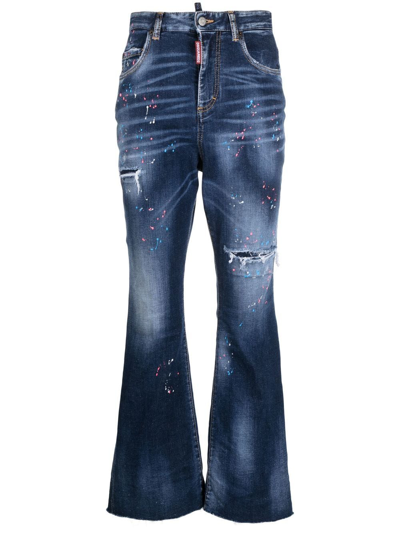 Dsquared2 Distressed-effect Flared Jeans In Blue