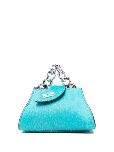 Gcds Baby Comma Calf Hair Mini Handbag In Blau