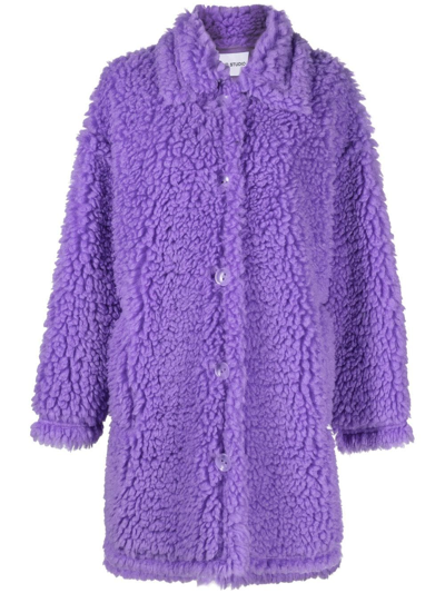 Stand Studio Gwen Faux-shearling Coat In Violett
