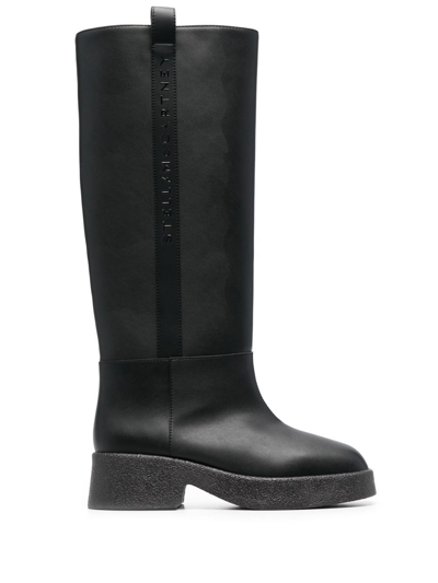 Stella Mccartney Alter Mat Boots With Embossed Logo In Black