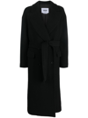 Msgm Belted-waist Midi Coat In Black