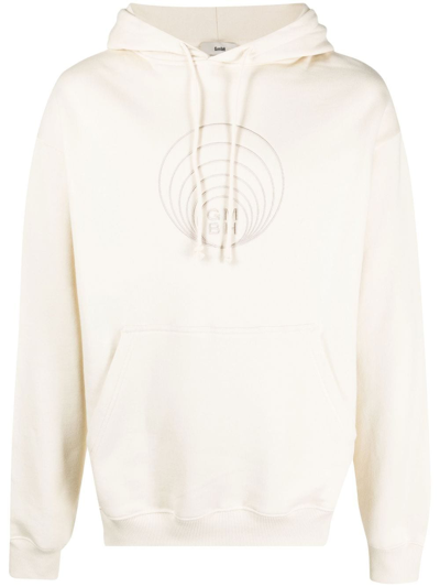 Gmbh Logo-embroidered Organic Cotton Hoodie In Beige