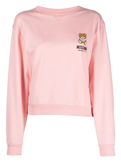 Moschino Teddy Bear-logo Long-sleeve Sweatshirt In Pink