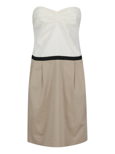 Pre-owned Dkny Dresses In Beige, White