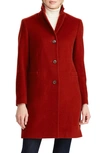 Lauren Ralph Lauren Wool Blend Reefer Coat In Red