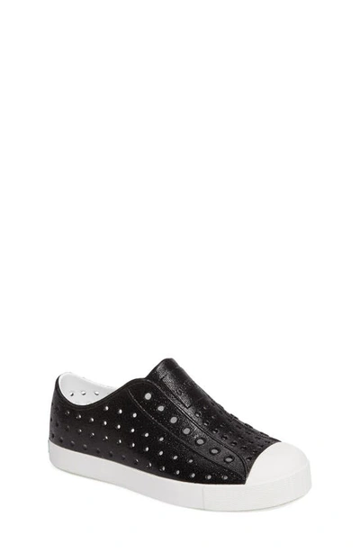 Native Shoes Kids' Jefferson Bling Glitter Slip-on Vegan Sneaker In Black Bling/ White