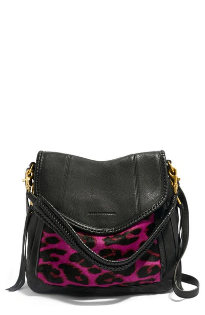Aimee Kestenberg All For Love Convertible Leather Shoulder Bag In Fuchsia Cheetah Haircalf