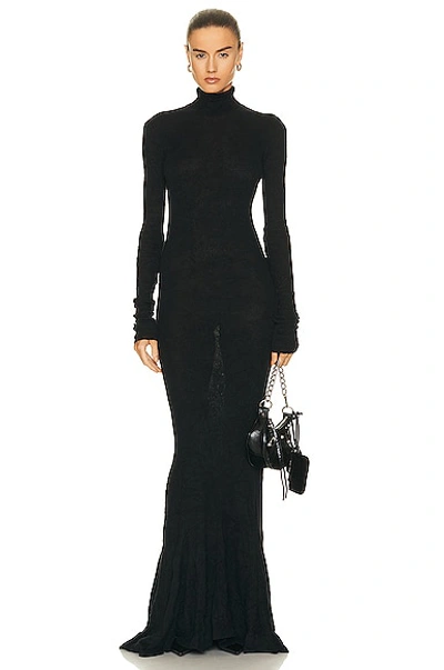 Balenciaga Godet-hem Brushed Cotton-blend Maxi Dress In Default Title
