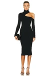 Tom Ford Cutout Ribbed Wool-blend Turtleneck Midi Dress In Black