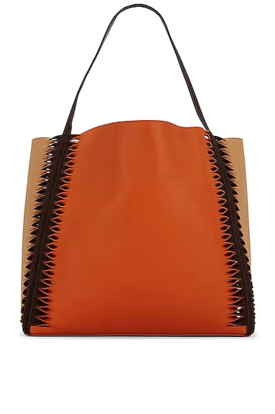 Chloé Louela Tricolor Twisted Cutout Tote Bag In Henna Orange