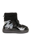 Moncler Insolux M Rubber-trimmed Fleece, Shell And Patent-leather Snow Boots In Black