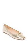 Bernardo Square Toe Ballet Flat In Champagne