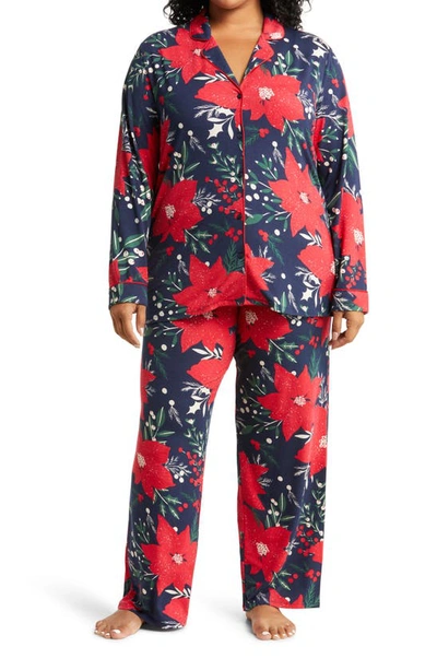 Nordstrom Moonlight Eco Pajamas In Navy Peacoat Party Poinsettia