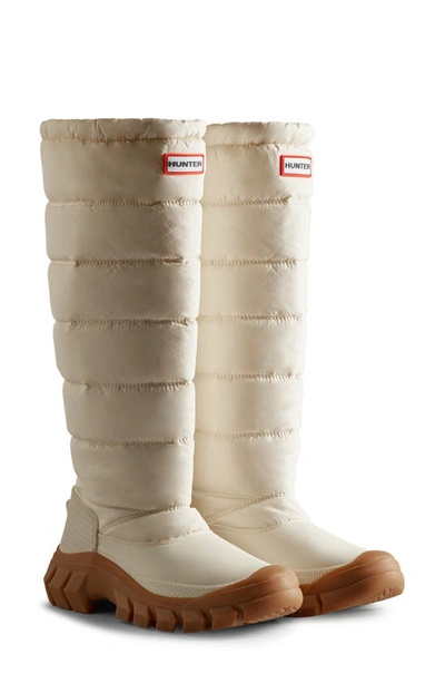 Hunter Women's Intrepid Insulated Tall Snow Boots In White Willow/ Gum