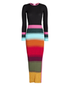 Staud Edna Striped Ribbed-knit Maxi Dress In Multi