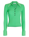 A.l.c Eleanor Rib Knit Polo Sweater In Green