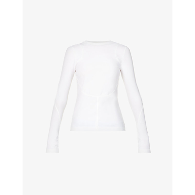 Givenchy Cut-out Long-sleeve Stretch-jersey Top In Bianco