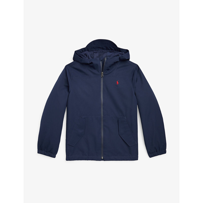 Ralph Lauren Kids' Logo-embroidered Hooded Recycled-polyester Jacket 6-14 Years In Blue
