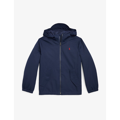 Polo Ralph Lauren Kids' Logo-embroidered Hooded Recycled-polyester Jacket 6-14 Years In Blue