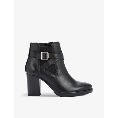 Carvela Silver Buckle-detail Leather Ankle Boots In Black