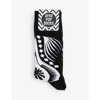 AFROPOP SOCKS AFROPOP SOCKS MEN'S BLACK/WHITE DASHIKI GRAPHIC-PRINT STRETCH-COTTON BLEND SOCKS,61919106