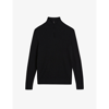 Ted Baker Martenn Half-zip Funnel-neck Cotton-blend Jumper In Black