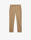 Ted Baker Badsey Slim-leg Mid-rise Wool-blend Trousers In Camel