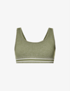 The Upside Marle Seamless Daisy Stretch-woven Bra In Olive Marle