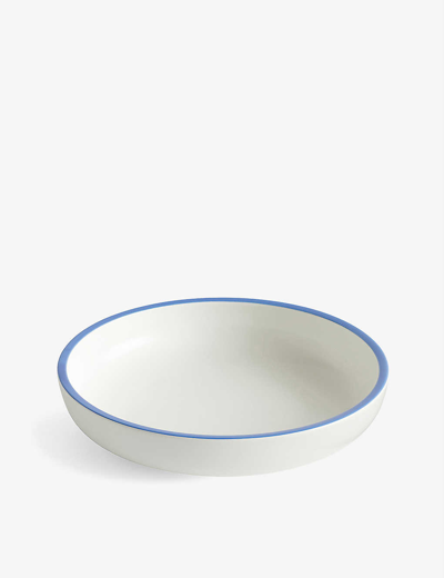 Hay Sobremesa Large Serving Bowl 43cm In White With Blue Rim