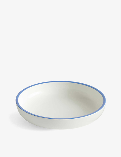 Hay Sobremesa Large Porcelain Serving Bowl 25cm White With Blue Rim