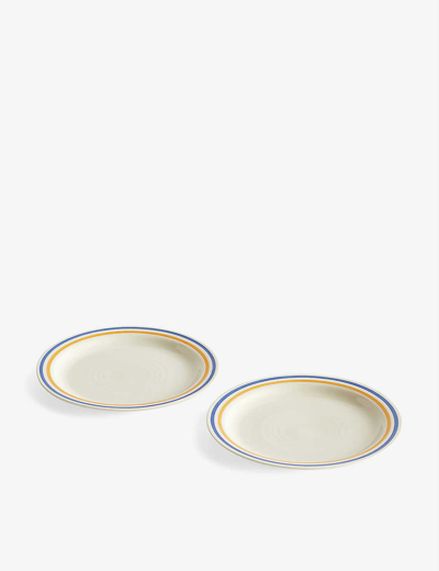 Hay Sobremesa Stoneware Plate Set Of Two 25.5cm In Blue And Yellow