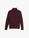 Ted Baker Martenn Half-zip Funnel-neck Cotton-blend Jumper In Maroon