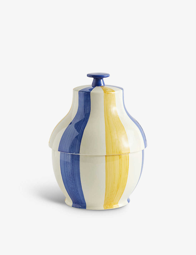 Hay Sobremesa Stripe Stoneware Cookie Jar 25cm In Blue And Yellow